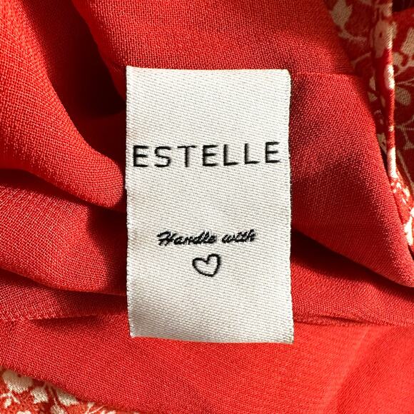 Estelle New Women's Ditsy Floral Asymmetrical Midi Dress Red Plus Size 4X Fairy - Picture 13 of 13